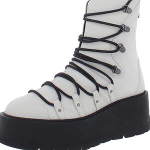 NIB Free People Ivory Simone Platform Lace Up Boots w/Zipper, EU 37, US 6-7